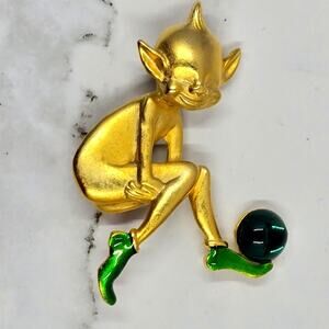 NEW Gold-Toned Elf Fashion Pin | Whimsical Design